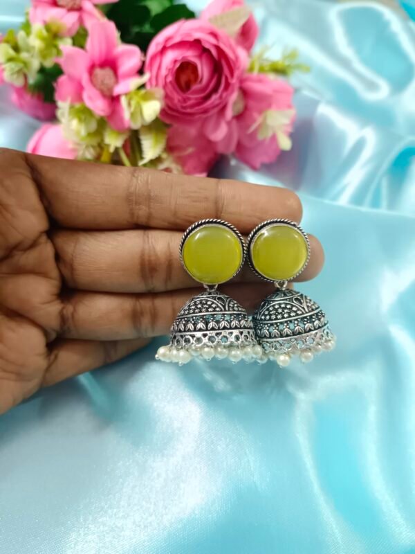 German Silver Earrings - Pastel Yellow