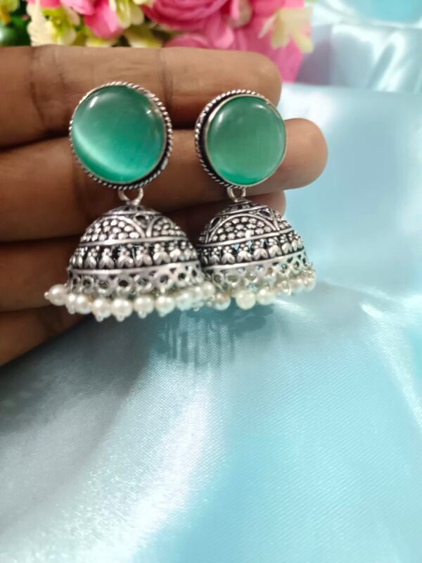 German Silver Earrings - Pastel Green