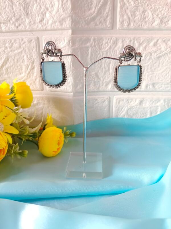 German Silver Earrings - Blue