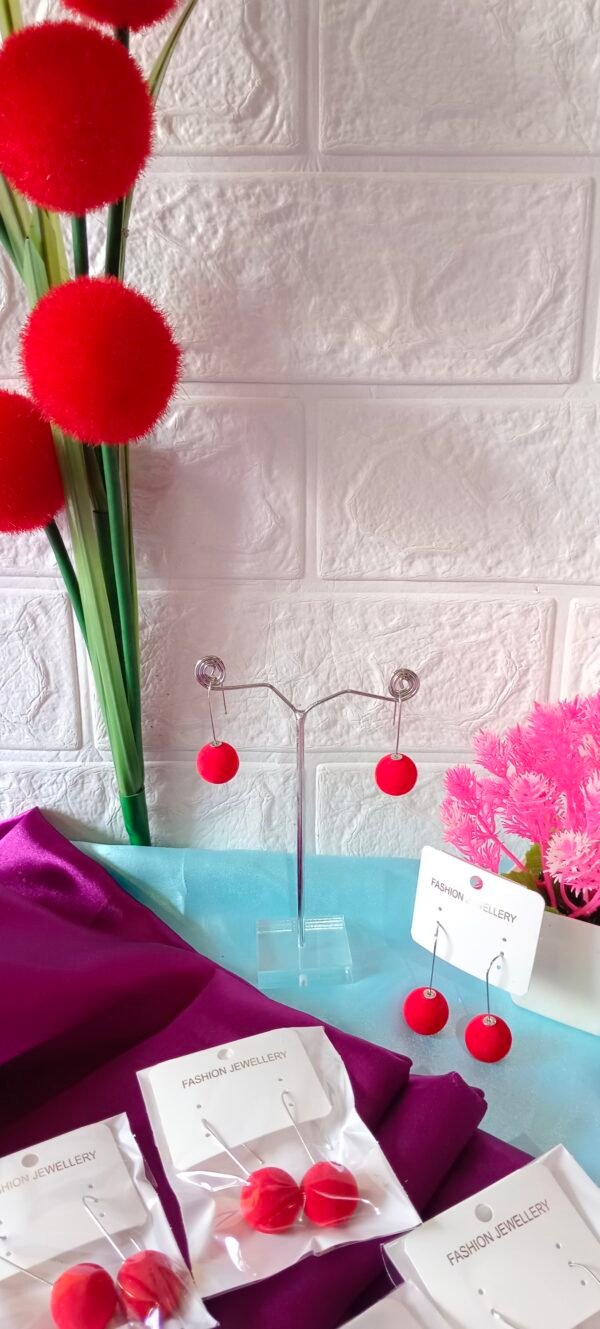 Velvet Cherry Hanging Earrings - Image 3