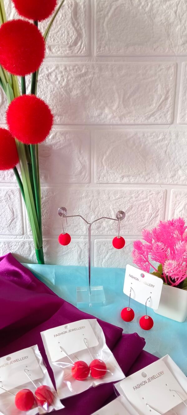 Velvet Cherry Hanging Earrings - Image 4