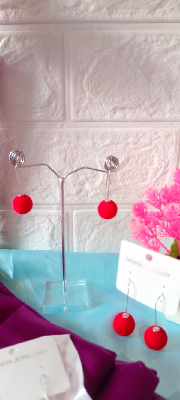 Velvet Cherry Hanging Earrings - Image 2