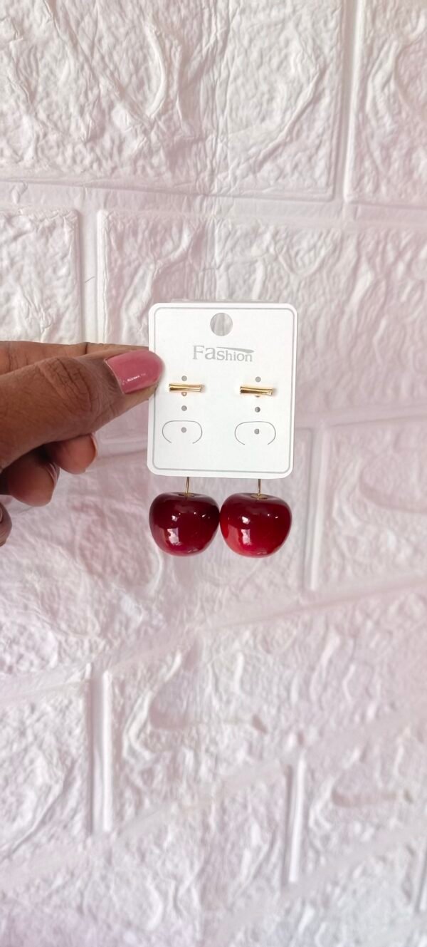 Korean Style Cherry Earrings - Gold Colour