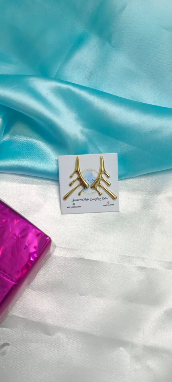 Royal 'N' Reesh 18K Gold Plated Trendy Stainless Steel Drip Style Earrings For Women & Girls - Image 5