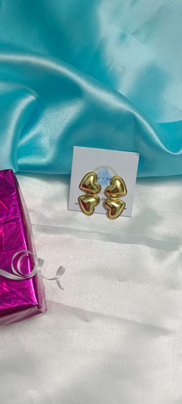Royal 'N' Reesh 18K Gold Plated Gold Plated Stainless Steel Tarnish Free Waterproof Demi-Fine Drop Heart Earrings - Image 5