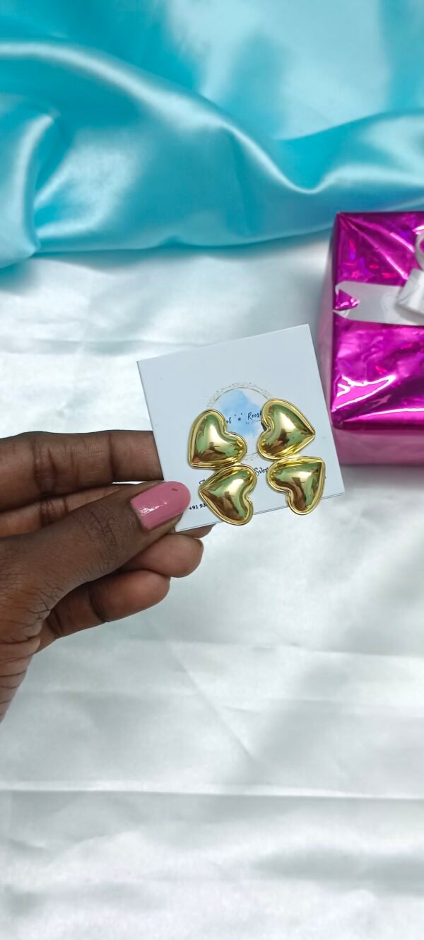 Royal 'N' Reesh 18K Gold Plated Gold Plated Stainless Steel Tarnish Free Waterproof Demi-Fine Drop Heart Earrings - Image 7