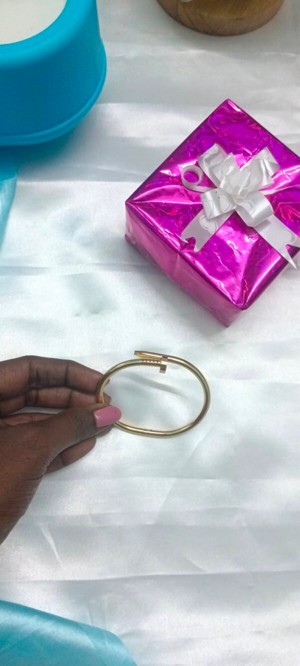 Royal 'N' Reesh 18K Gold Plated Fashion Frill Bracelet For Girls Stainless Steel Gold Plated Screw Design Cuff Hand Bracelet For Women Girls Braclates Jewellery - Small Size - Image 6