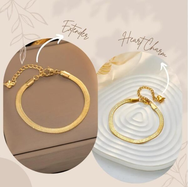Royal 'N' Reesh 18K Gold Plated Stainless Steel Snake Chain Bracelet for Women & Girls