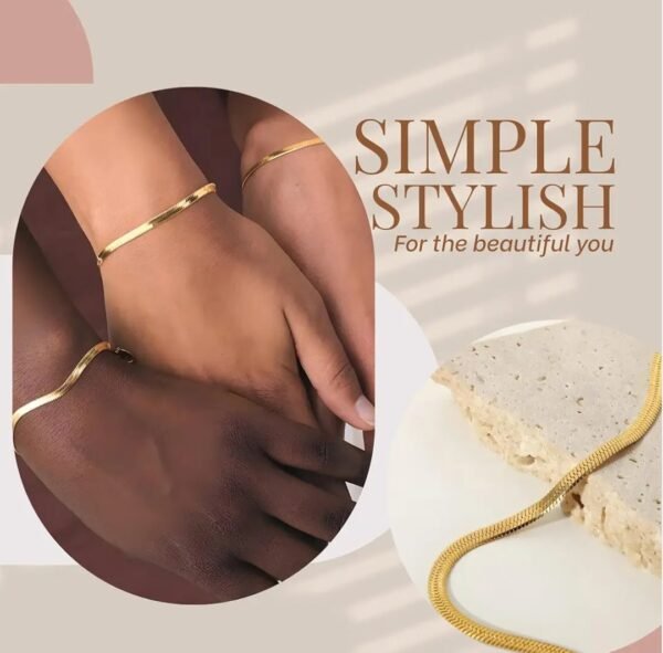 Royal 'N' Reesh 18K Gold Plated Stainless Steel Snake Chain Bracelet for Women & Girls - Image 2