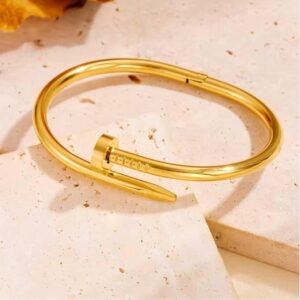 Royal 'N' Reesh 18K Gold Plated Fashion Frill Bracelet For Girls Stainless Steel Gold Plated Screw Design Cuff Hand Bracelet For Women Girls Braclates Jewellery - Small Size