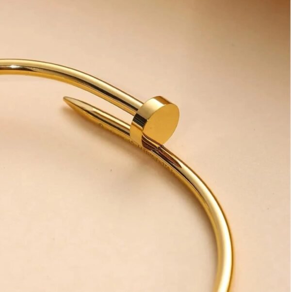 Royal 'N' Reesh 18K Gold Plated Fashion Frill Bracelet For Girls Stainless Steel Gold Plated Screw Design Cuff Hand Bracelet For Women Girls Braclates Jewellery - Small Size - Image 2