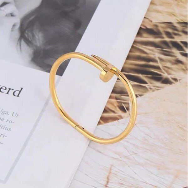 Royal 'N' Reesh 18K Gold Plated Fashion Frill Bracelet For Girls Stainless Steel Gold Plated Screw Design Cuff Hand Bracelet For Women Girls Braclates Jewellery - Small Size - Image 5