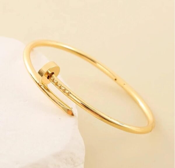 Royal 'N' Reesh 18K Gold Plated Fashion Frill Bracelet For Girls Stainless Steel Gold Plated Screw Design Cuff Hand Bracelet For Women Girls Braclates Jewellery - Small Size - Image 3