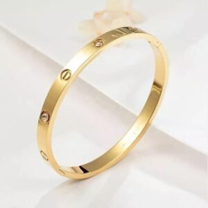 Royal 'N' Reesh 18K Gold Plated Stainless Steel Openable Crystal Bracelet | Latest Stylish Cuff Bangle | Love Friendship Couples Gifts for Women Girls Mother Sister Wife Girlfriend | Anti Tarnish Jewellery