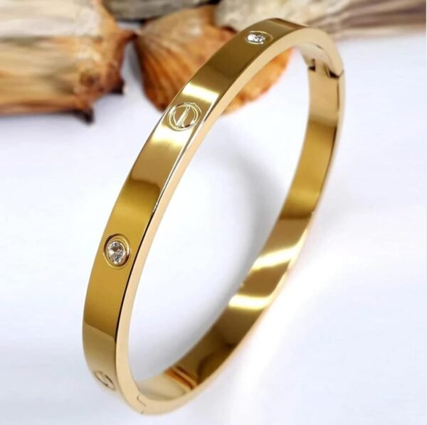 Royal 'N' Reesh 18K Gold Plated Stainless Steel Openable Crystal Bracelet | Latest Stylish Cuff Bangle | Love Friendship Couples Gifts for Women Girls Mother Sister Wife Girlfriend | Anti Tarnish Jewellery - Image 2