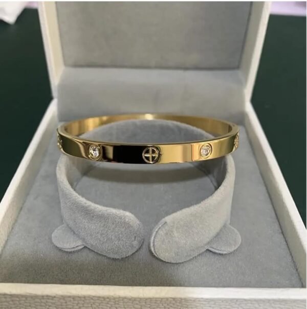 Royal 'N' Reesh 18K Gold Plated Stainless Steel Openable Crystal Bracelet | Latest Stylish Cuff Bangle | Love Friendship Couples Gifts for Women Girls Mother Sister Wife Girlfriend | Anti Tarnish Jewellery - Image 3