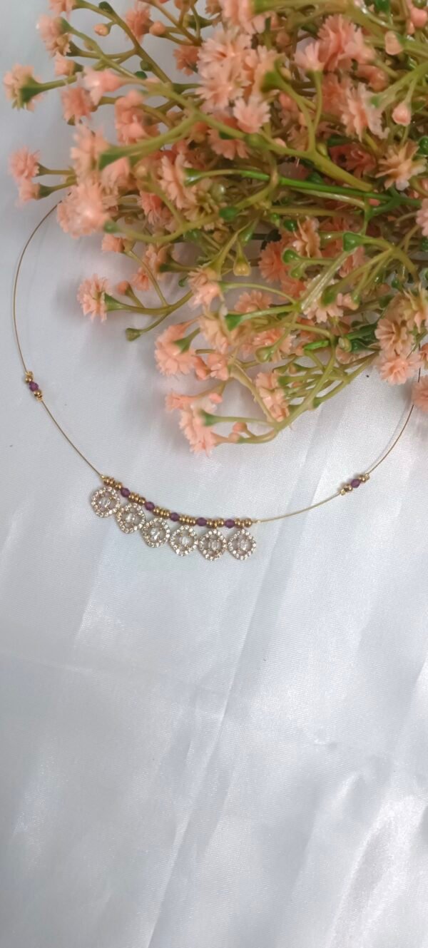 Royal 'N' Reesh Invisible Necklace with Traditional Pendant, Gold-Plated Pendant - Maroon Beads - Image 4