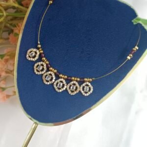 Royal 'N' Reesh Invisible Necklace with Traditional Pendant, Gold-Plated Pendant - Maroon Beads
