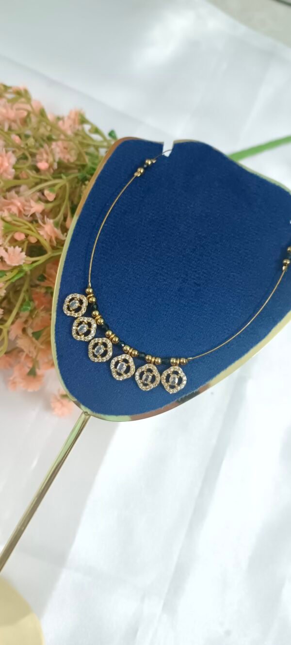 Royal 'N' Reesh Invisible Necklace with Traditional Pendent,Gold-Plated Pendant - Green Beads