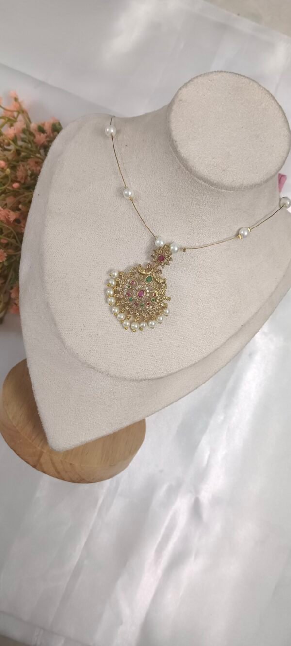 Royal 'N' Reesh Invisible Necklace with Traditional Pendant, Gold-Plated Pendant - Image 2