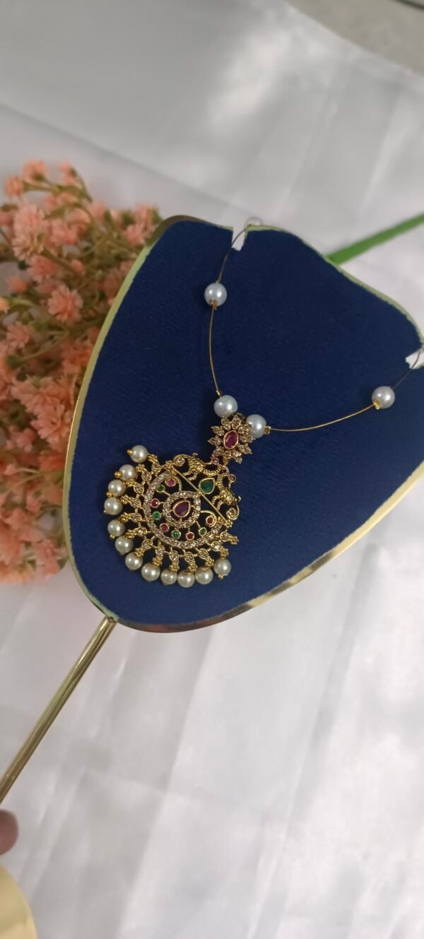 Royal 'N' Reesh Invisible Necklace with Traditional Pendant, Gold-Plated Pendant