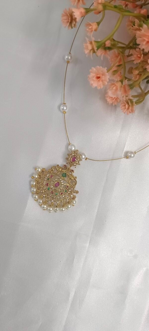 Royal 'N' Reesh Invisible Necklace with Traditional Pendant, Gold-Plated Pendant - Image 4