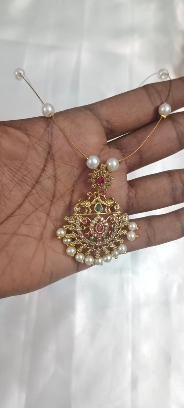 Royal 'N' Reesh Invisible Necklace with Traditional Pendant, Gold-Plated Pendant - Image 3