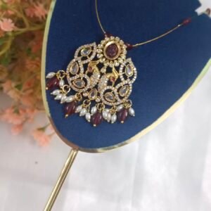 Royal 'N' Reesh Invisible Necklace with Traditional Pendent, Gold-Plated Pendant - Red