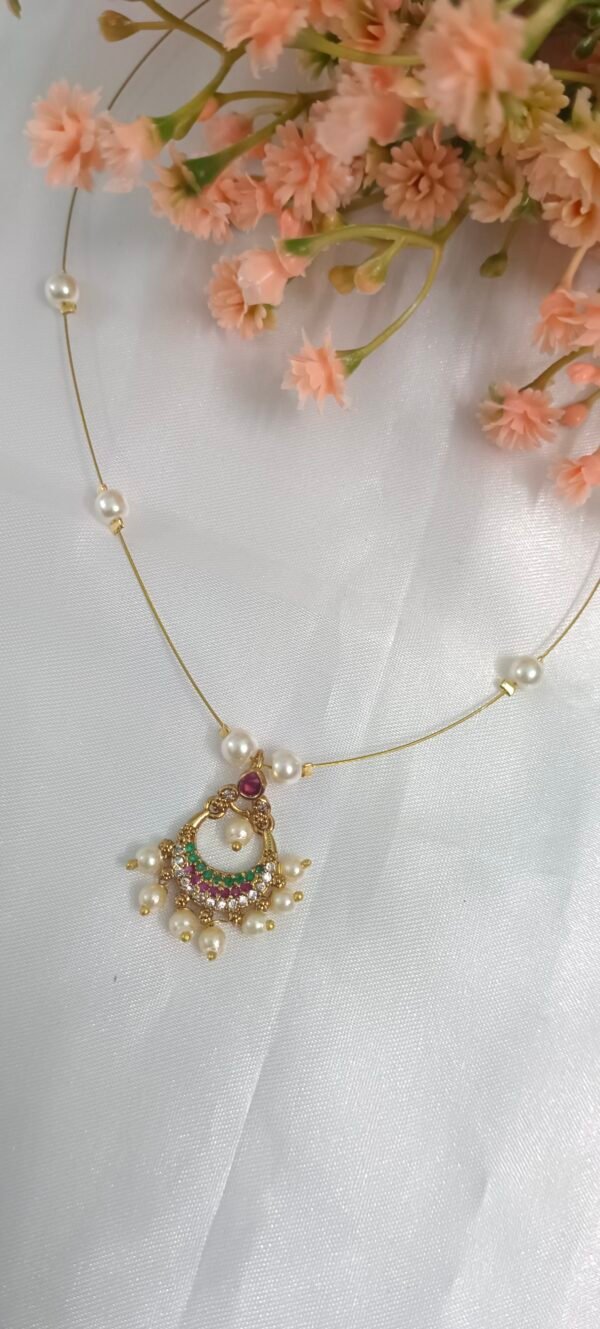Royal 'N' Reesh Invisible Necklace with Traditional Pendent, Gold-Plated Pendant - Image 3