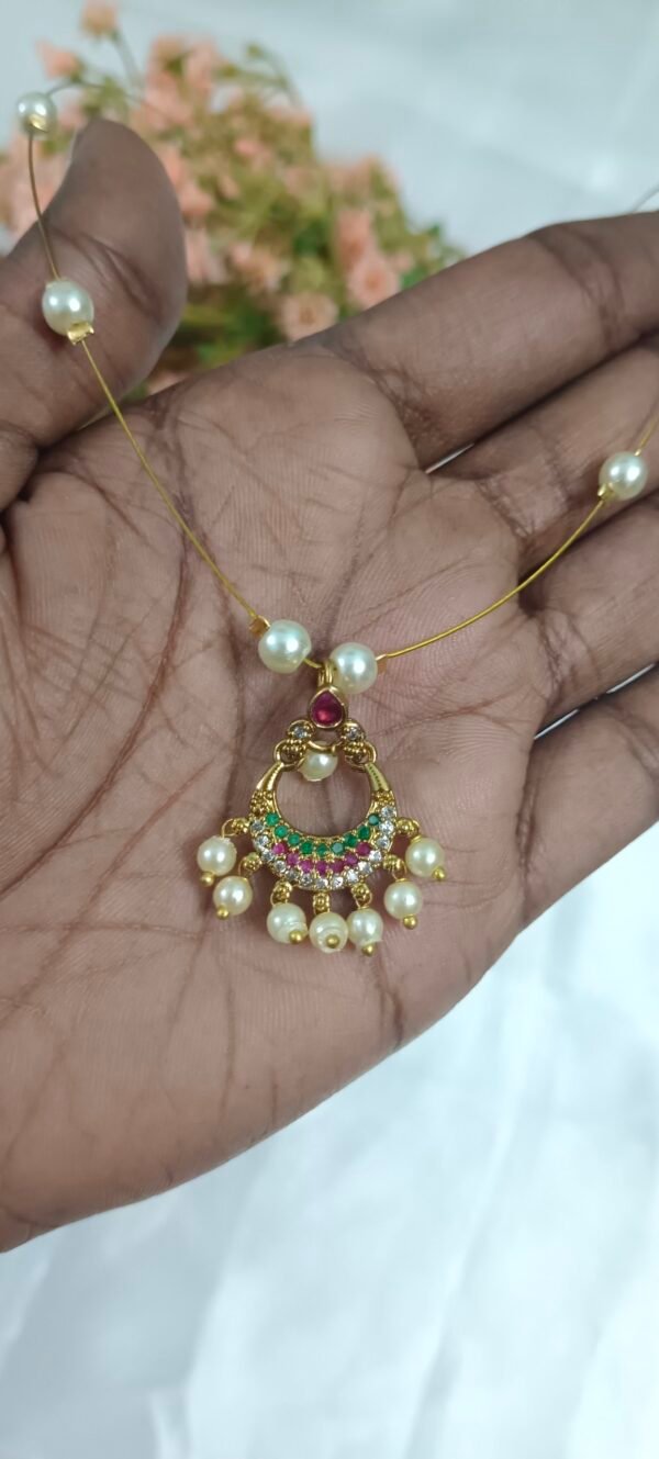 Royal 'N' Reesh Invisible Necklace with Traditional Pendent, Gold-Plated Pendant - Image 2