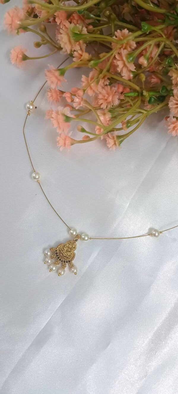 Royal 'N' Reesh Invisible Necklace with Traditional Pendent, Gold-Plated Pendant - Image 4