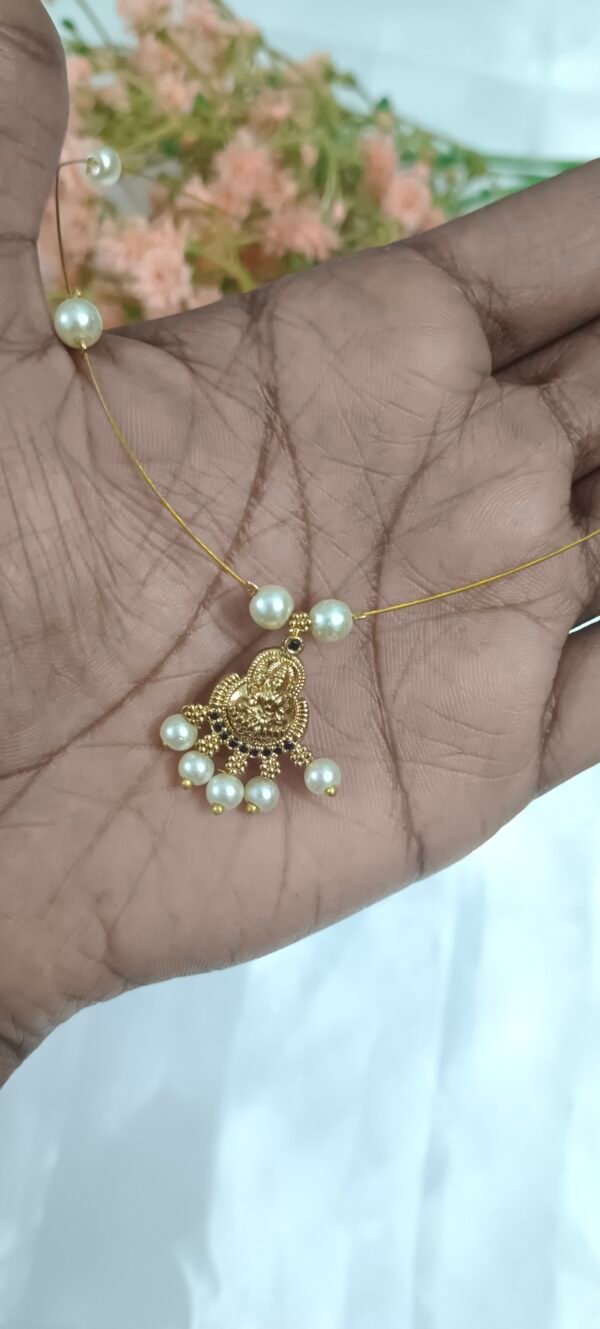 Royal 'N' Reesh Invisible Necklace with Traditional Pendent, Gold-Plated Pendant - Image 3