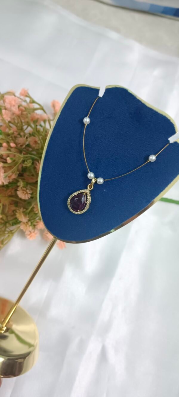Royal 'N' Reesh Invisible Necklace with Traditional Pendant, Gold-Plated Pendant - Purple