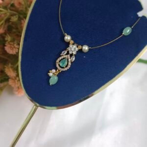 Royal 'N' Reesh Invisible Necklace with Traditional Pendent, Gold-Plated Pendant - Pastel Green
