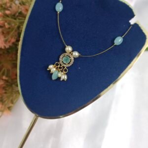 Royal 'N' Reesh Invisible Necklace with Traditional Pendent, Gold-Plated Pendant - Pastel Green