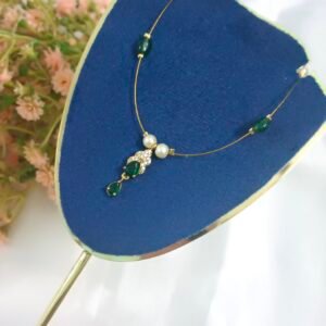 Royal 'N' Reesh Invisible Necklace with Traditional Pendent, Gold-Plated Pendant - Green