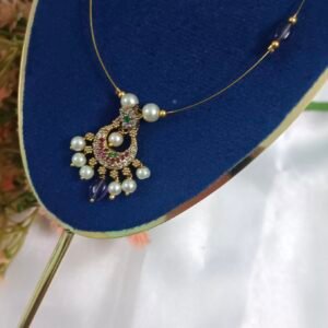 Royal 'N' Reesh Invisible Necklace with Traditional Pendent, Gold-Plated Pendant - Purple