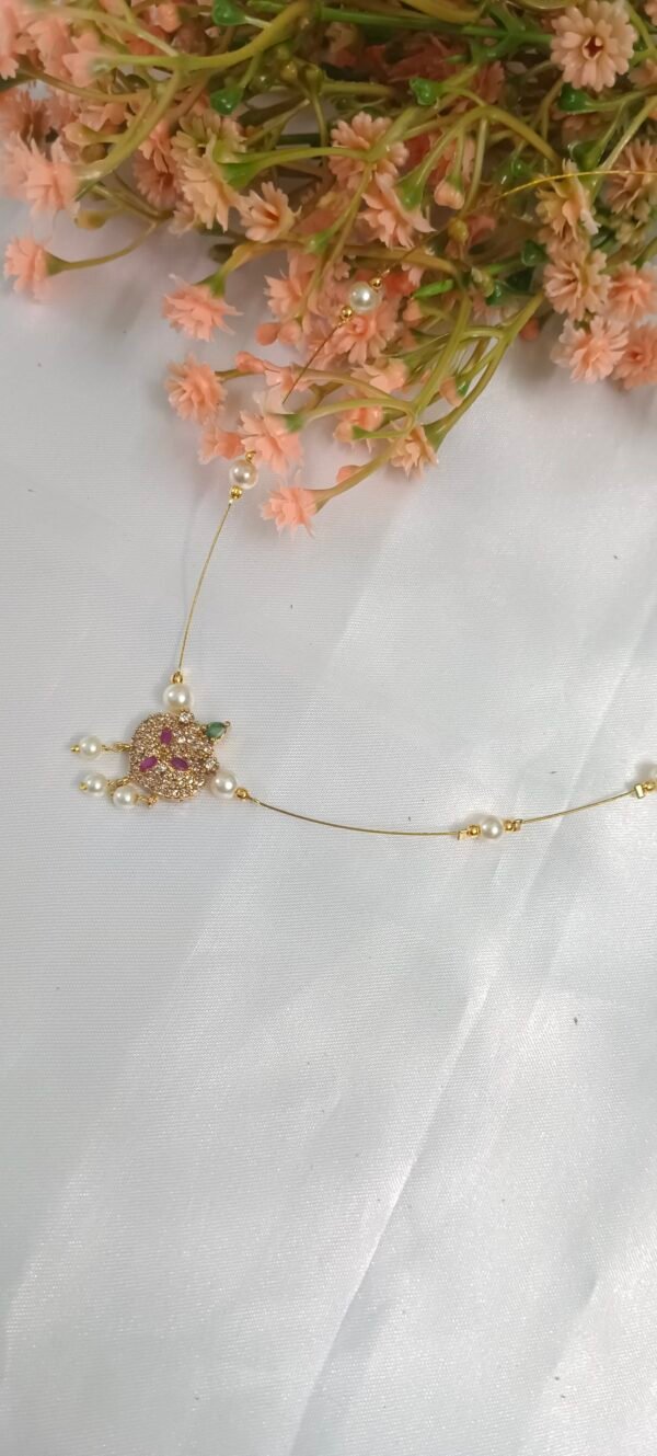 Royal 'N' Reesh Invisible Necklace with Traditional Pendent, Gold-Plated Pendant - Image 4