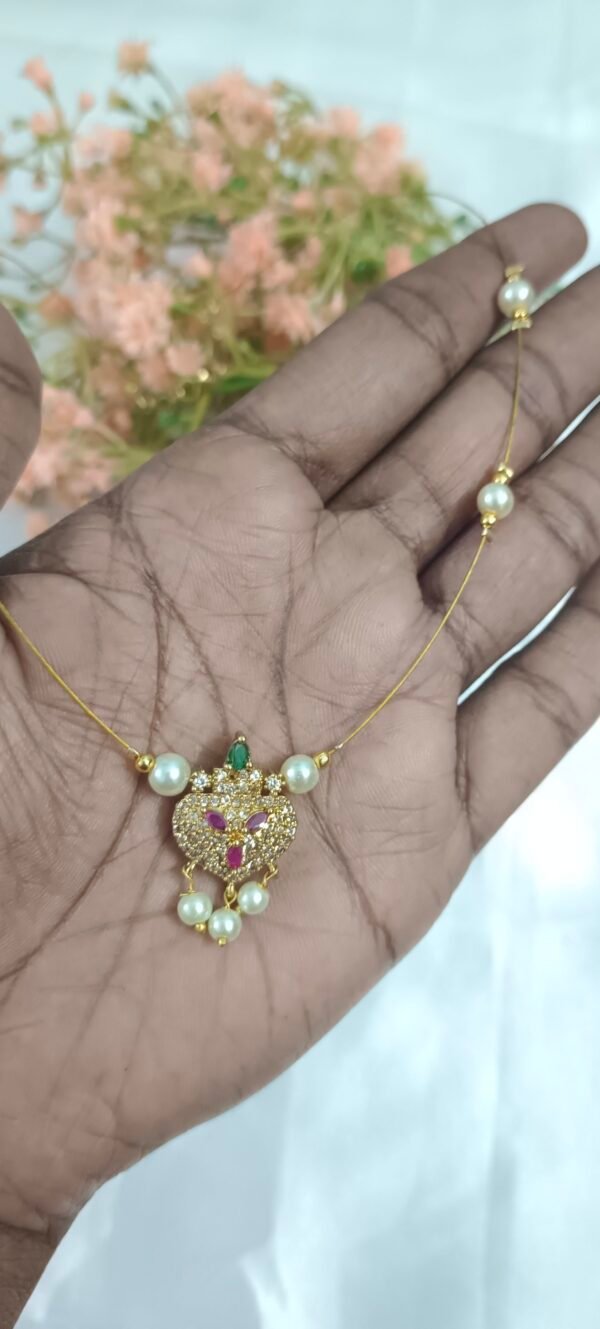 Royal 'N' Reesh Invisible Necklace with Traditional Pendent, Gold-Plated Pendant - Image 3