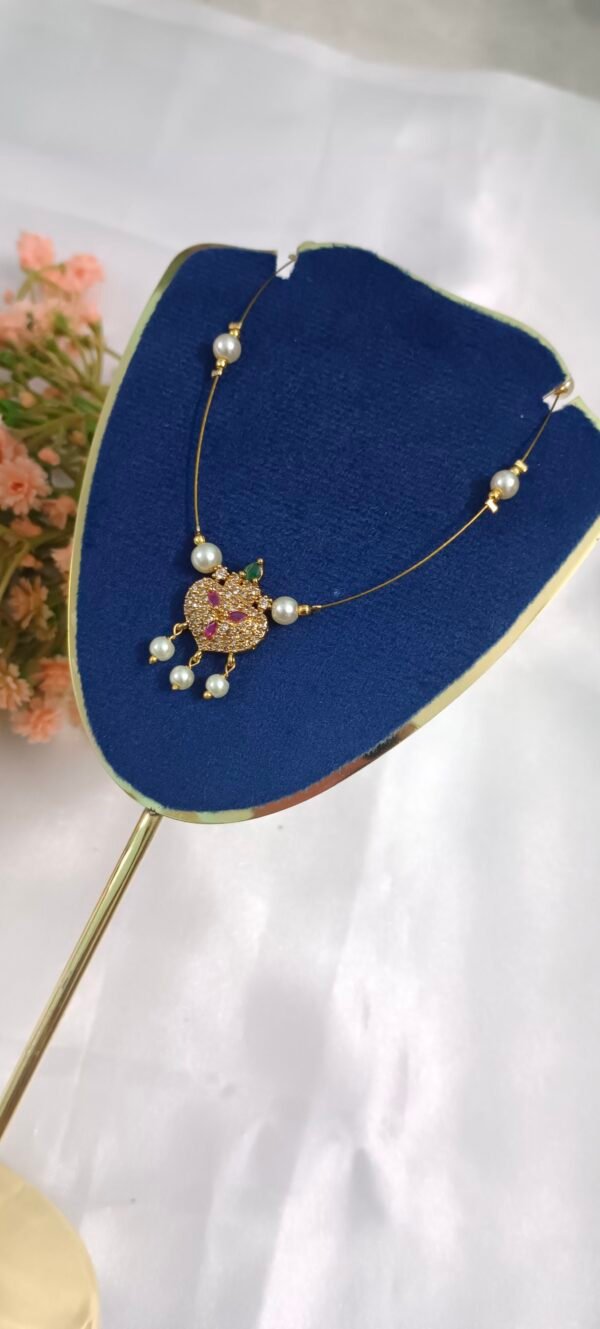 Royal 'N' Reesh Invisible Necklace with Traditional Pendent, Gold-Plated Pendant