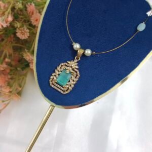 Royal 'N' Reesh Invisible Necklace with Traditional Pendent, Gold-Plated Pendant - Pastel Green