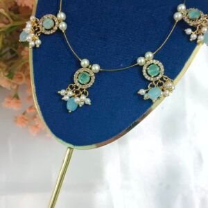 Royal 'N' Reesh Invisible Necklace with Traditional Pendent, Gold-Plated Pendant - Pastel Green