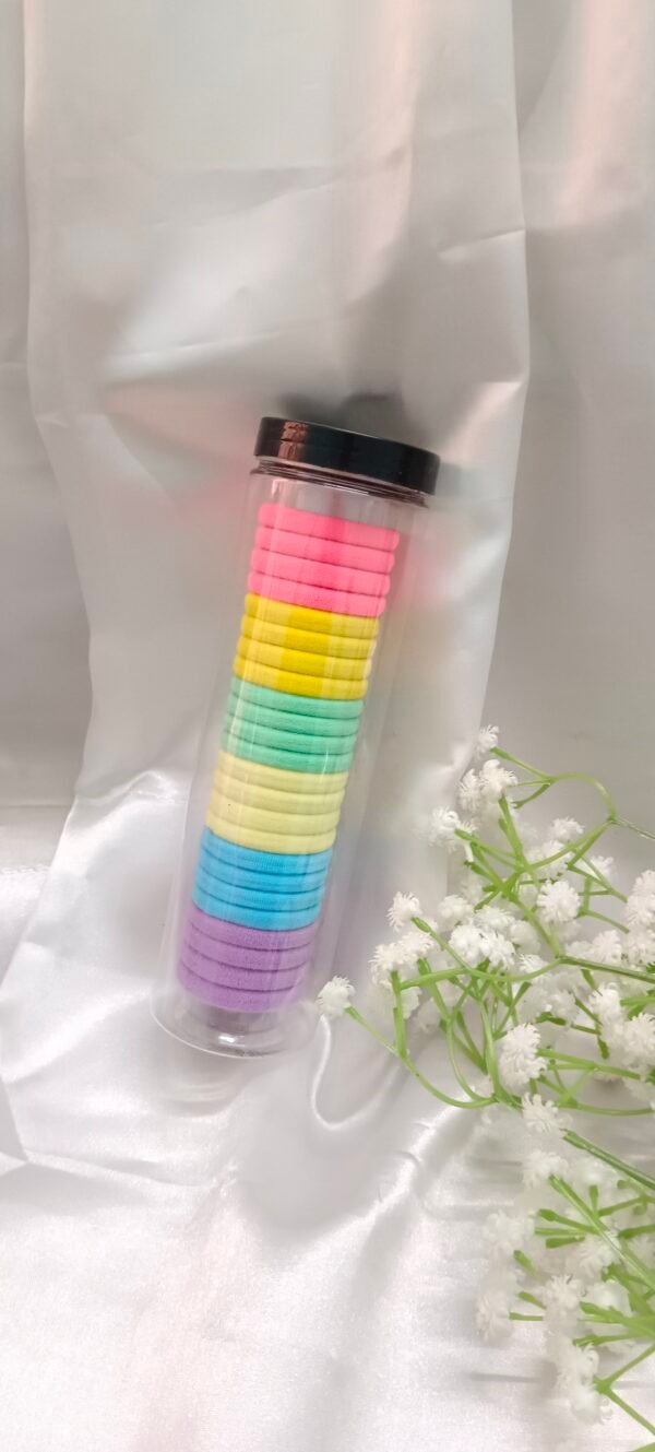 Royal 'N' Reesh Elastic Light Colors Hair Ponytail Holder Soft Non-Slip Stretchable Rubber Bands for School Girls/Women - Pack of 20 (Light Multicolor) in Tube Box Packaging - Image 5