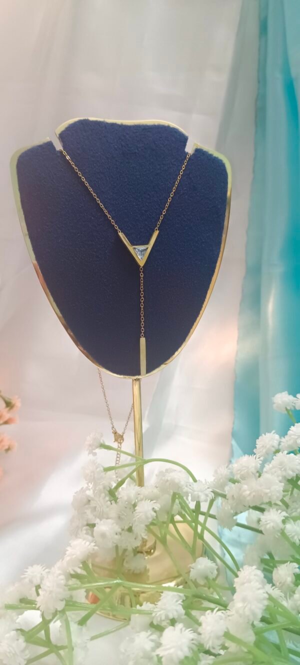 Royal 'N' Reesh 18K Gold Plated Stainless Steel Y Shape Rhinestone Necklace Anti Tarnish - Image 2
