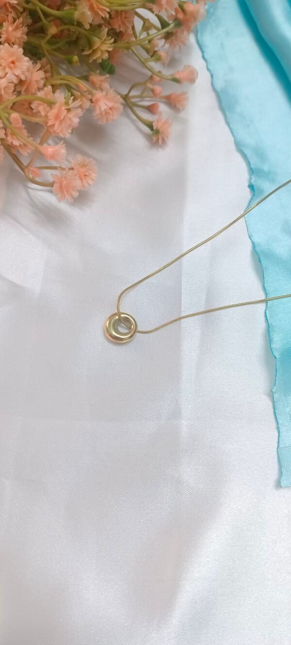 Royal 'N' Reesh 18K Gold Plated Stainless Steel Circle Ring Anti Tarnish Necklace - Image 3
