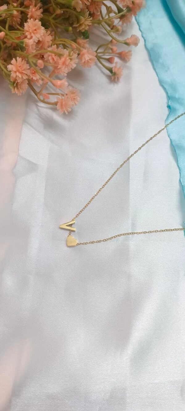 Royal 'N' Reesh 18K Gold Plated Stainless Steel "V" Letter Heart pendant Necklace Anti Tarnish - Image 6