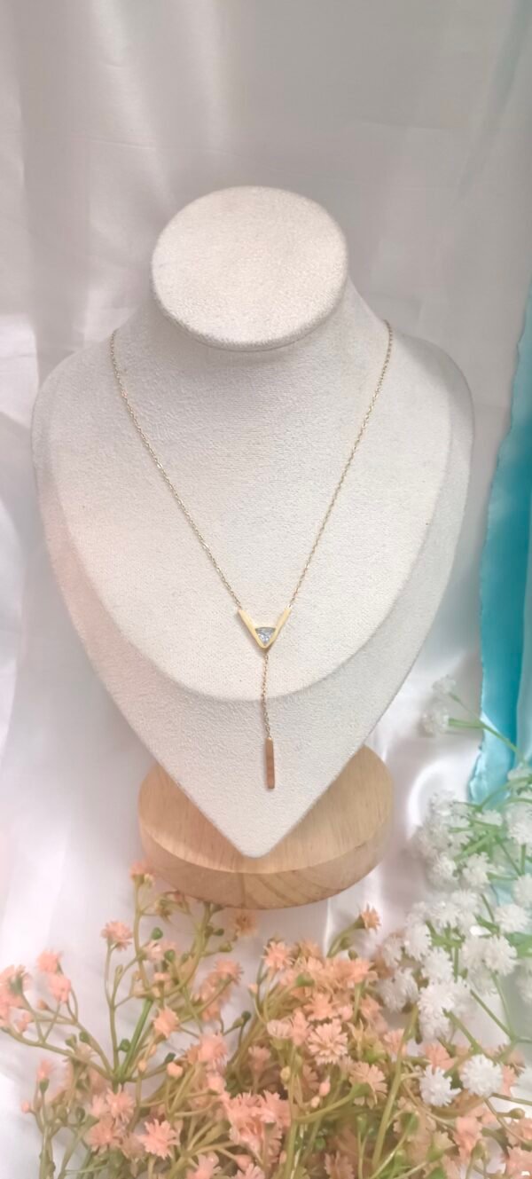 Royal 'N' Reesh 18K Gold Plated Stainless Steel Y Shape Rhinestone Necklace Anti Tarnish - Image 6