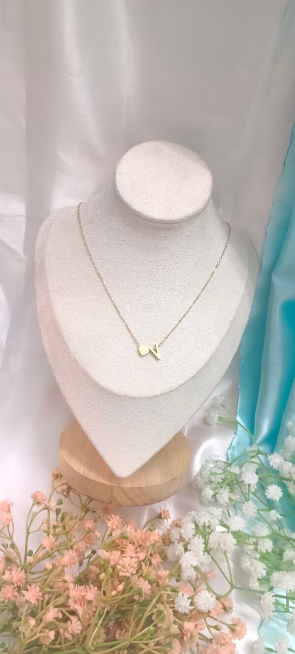 Royal 'N' Reesh 18K Gold Plated Stainless Steel "V" Letter Heart pendant Necklace Anti Tarnish - Image 4