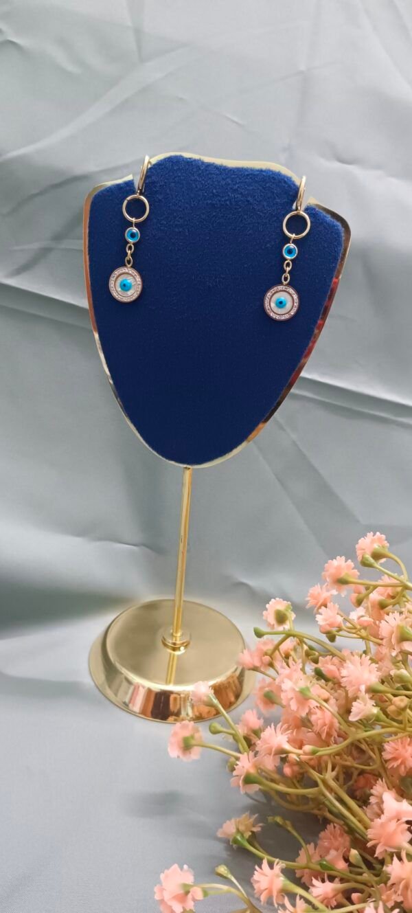 Royal 'N' Reesh 18K Gold Plated Eye Pendant Earrings with Gold Plating and Oil Droplet Craftsmanship Stainless Steel Hoop Earring