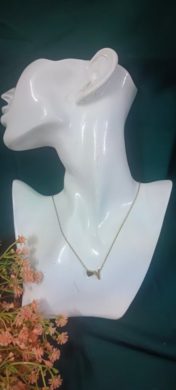 Royal 'N' Reesh 18K Gold Plated Stainless Steel "V" Letter Heart pendant Necklace Anti Tarnish - Image 3